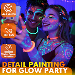 nsxsu neon color face paint under black light for bold party art.