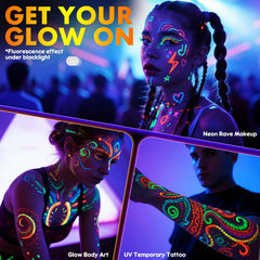nsxsu uv skin-safe markers under black light for sweatproof, festival-ready body art.