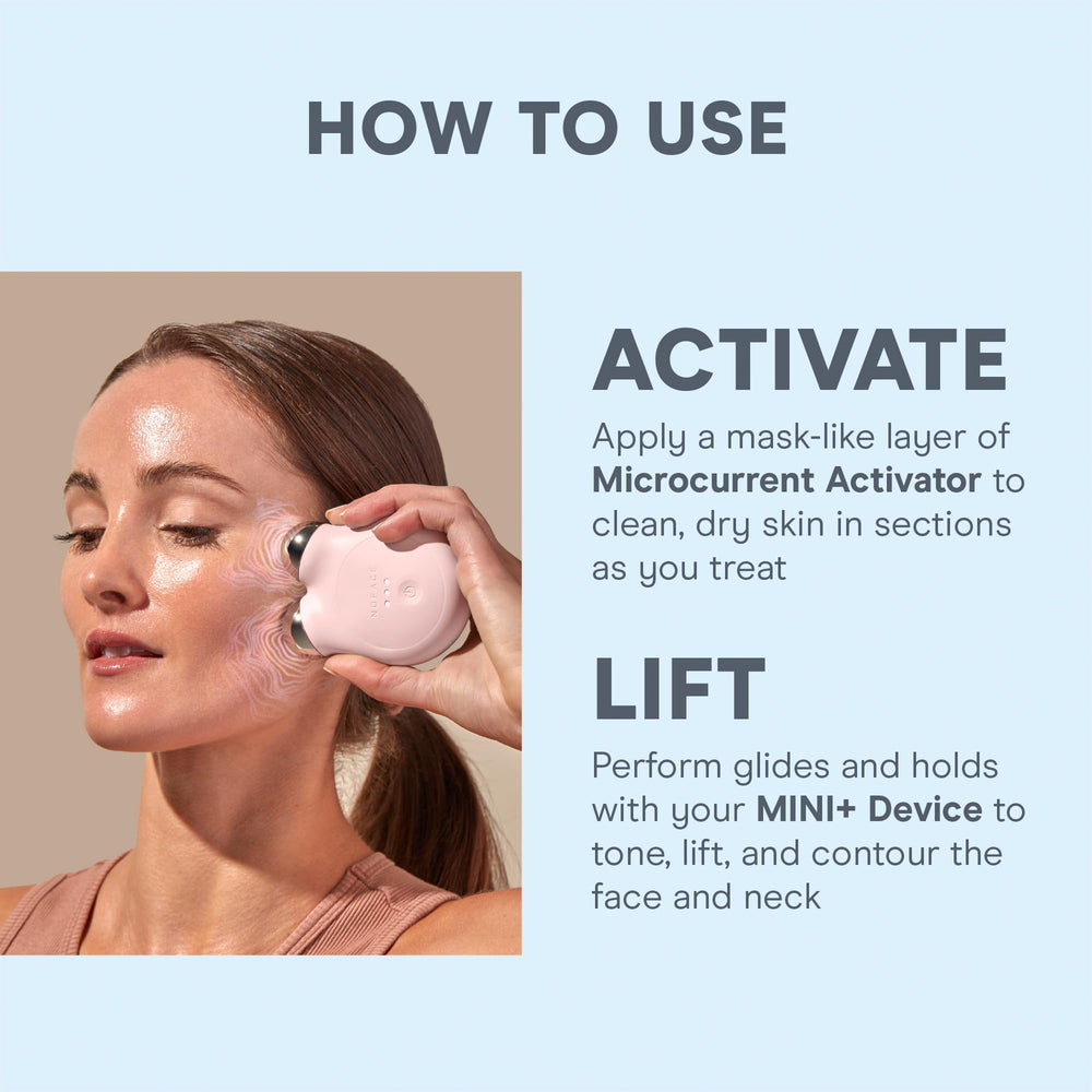 NuFACE MINI+ app-guided tutorials help you follow step-by-step routines.