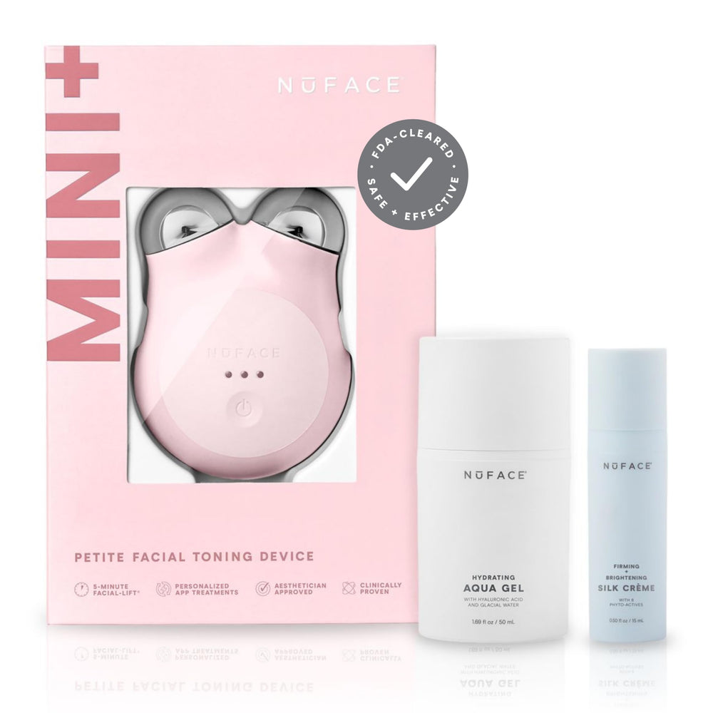 NuFACE MINI+ compact design for convenient at-home lifting and contouring.