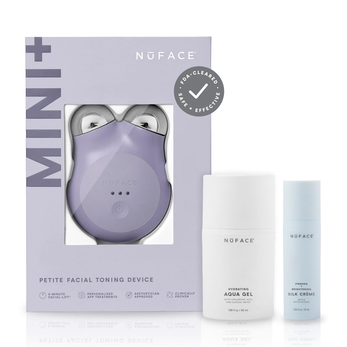 NuFACE MINI+ device front view for portable facial lifting and toning