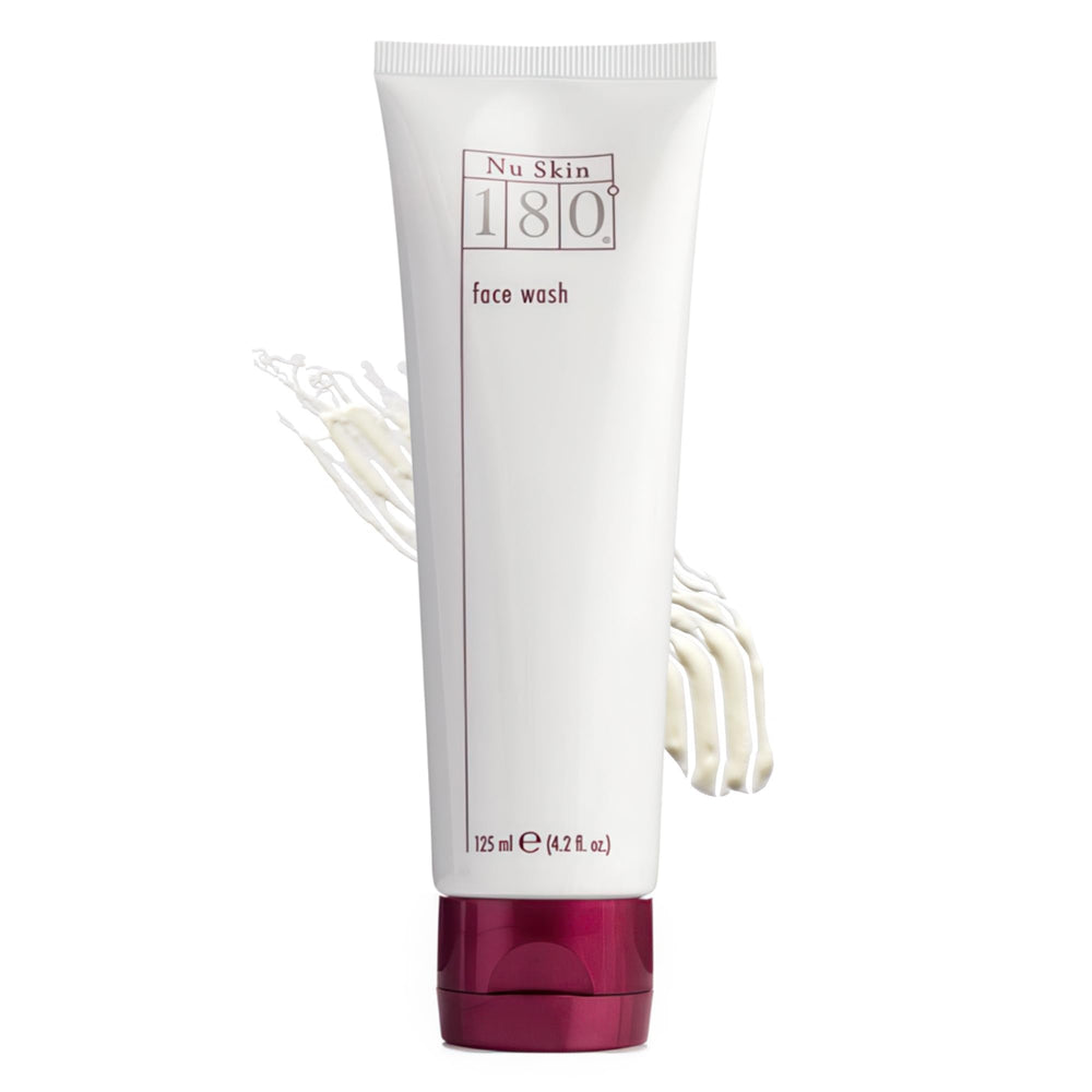 Nu Skin 180° Face Wash bottle offers vitamin C cleanse for smoother skin