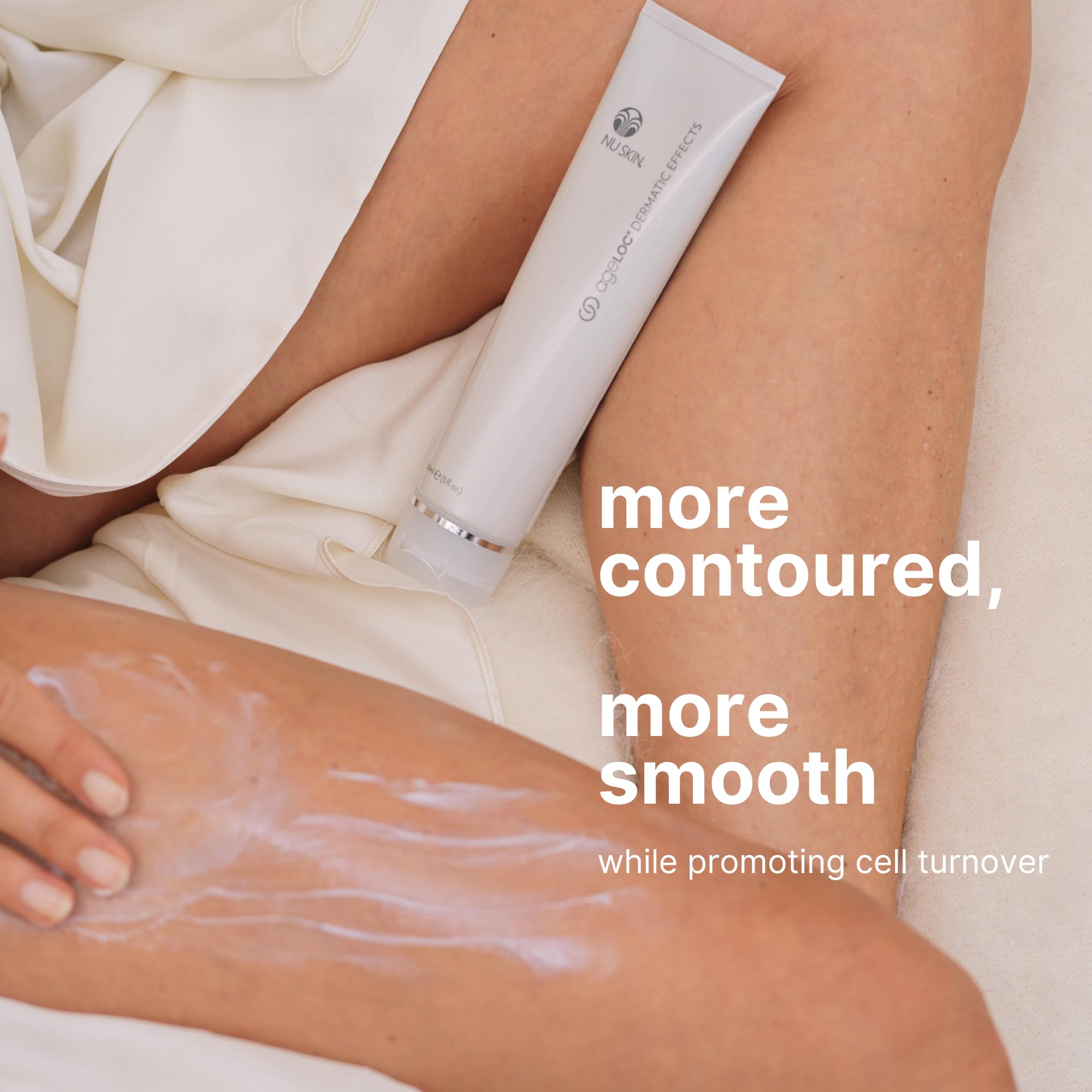 Nu Skin ageLOC Dermatic Effects honey-extract visual suggests smoothing benefits for softer skin.