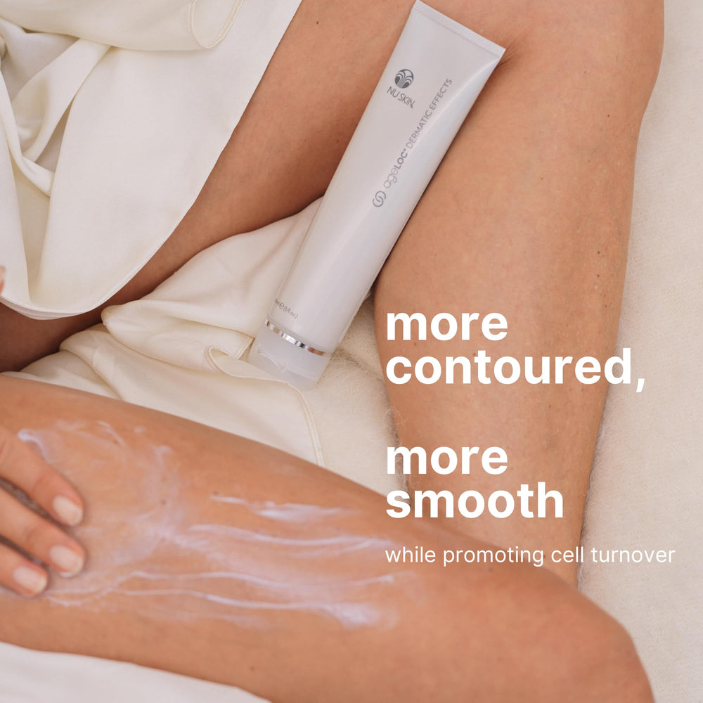 Nu Skin ageLOC Dermatic Effects honey-extract visual suggests smoothing benefits for softer skin.