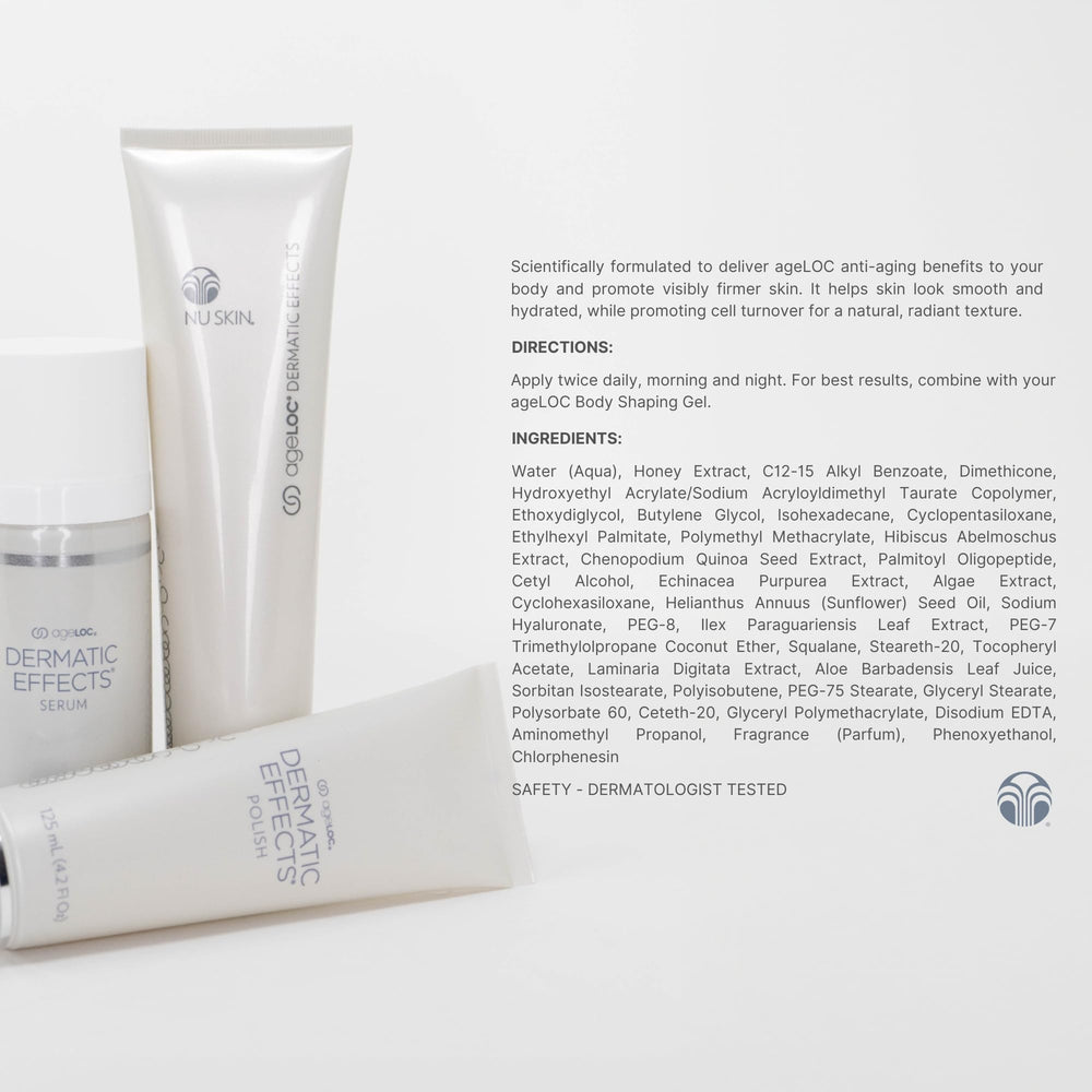 Nu Skin ageLOC Dermatic Effects texture-swirl reveals rich, smooth cream for enhanced skin feel.