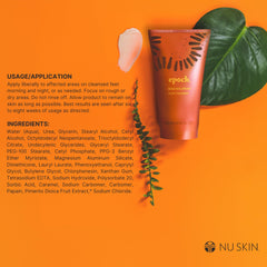 Nu Skin Epoch Sole Solution cream texture close-up shows rich, non-greasy finish