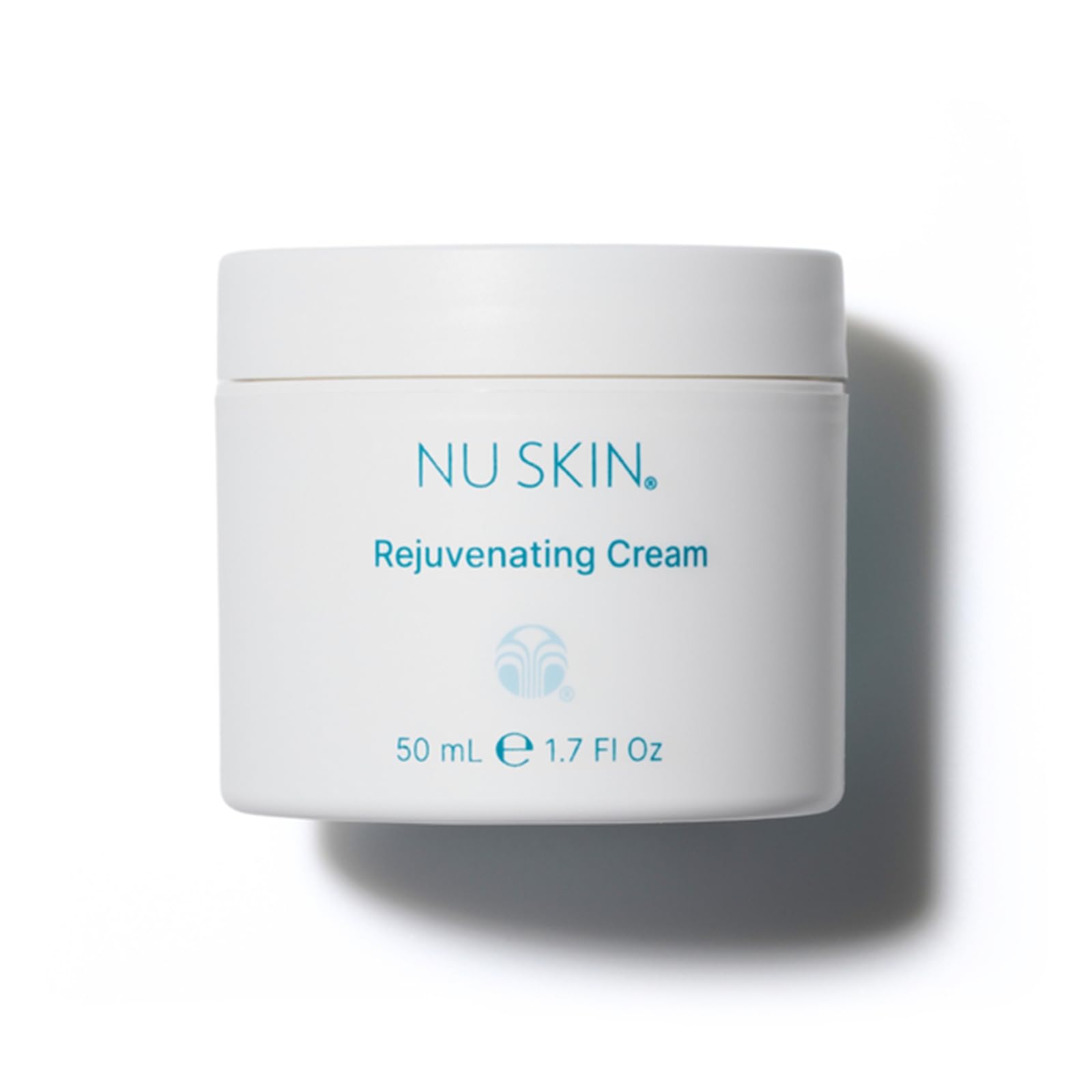 Nu Skin Rejuvenating Cream bottle shows moisture-binding technology for dry skin support.