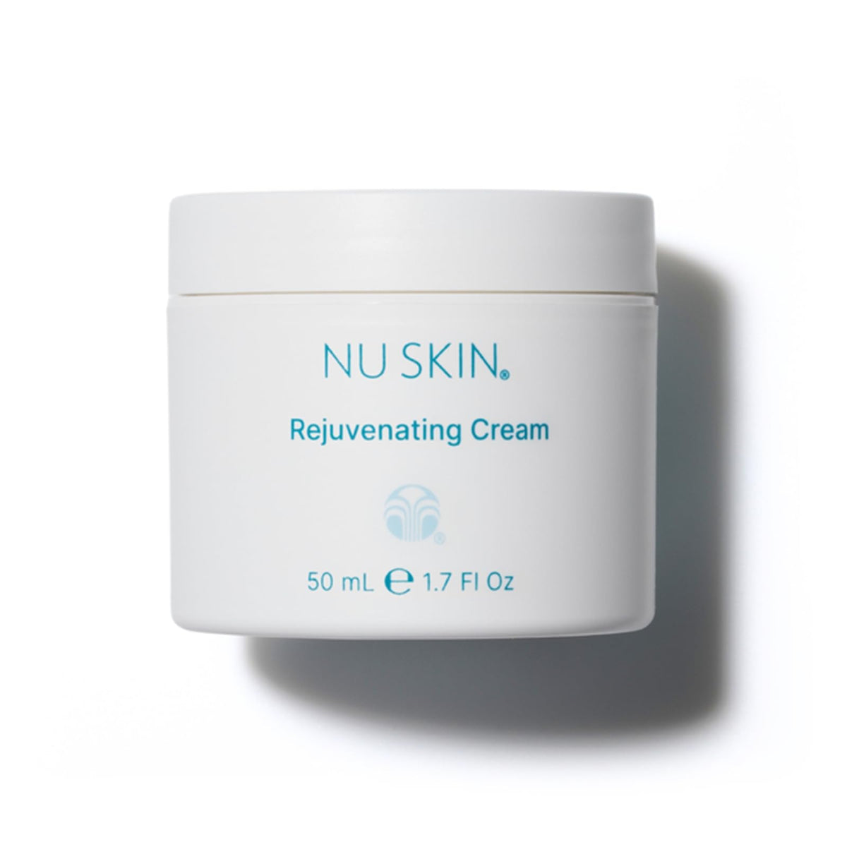 Nu Skin Rejuvenating Cream bottle shows moisture-binding technology for dry skin support.