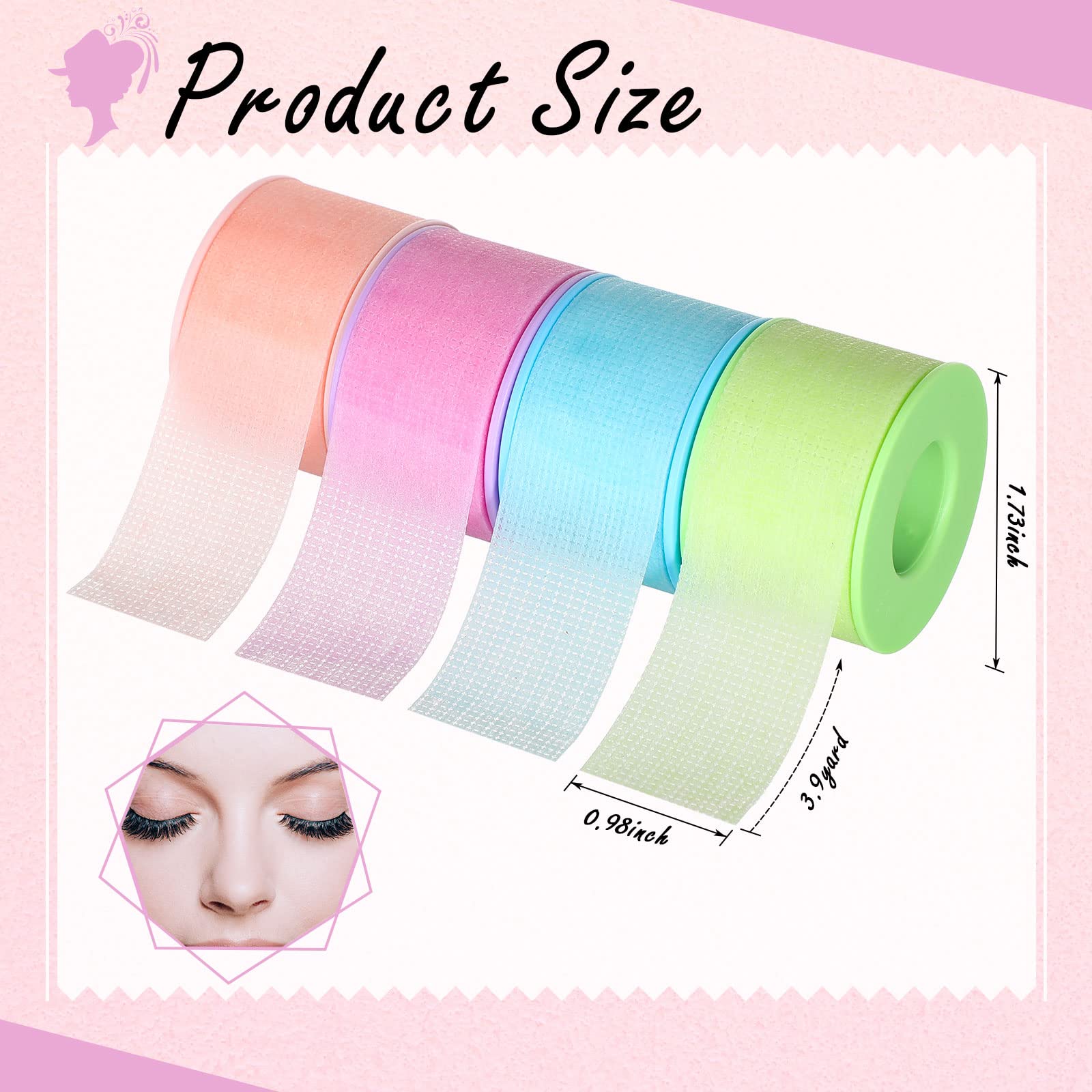 Nuanchu lash-tape-roll-2-colorful-closeup shows mild tack for secure, gentle extension setup.