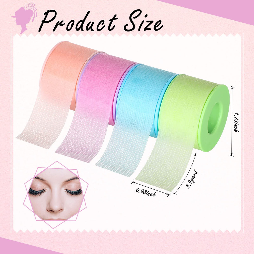Nuanchu lash-tape-roll-2-colorful-closeup shows mild tack for secure, gentle extension setup.