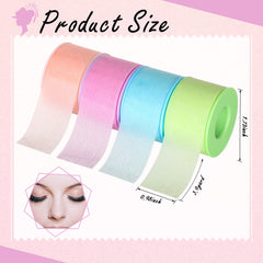 Nuanchu lash-tape-roll-2-colorful-closeup shows mild tack for secure, gentle extension setup.
