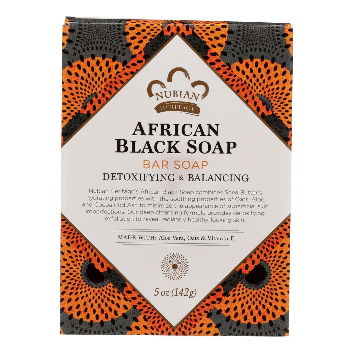 Nubian Heritage African Black Soap Bar Pack of 5 ready for everyday cleansing and gentle exfoliation