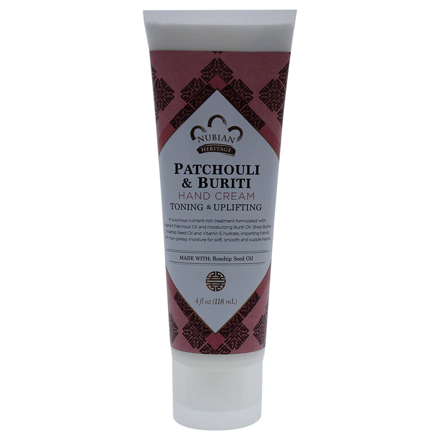 Nubian Heritage Patchouli Buriti Hand Cream jar showing rich moisture for soft hands