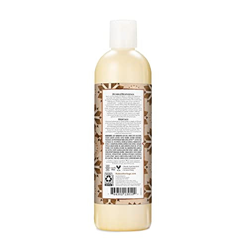 Nubian Heritage Raw Shea Butter Body Wash pour illustrates rich lather for daily cleansing
