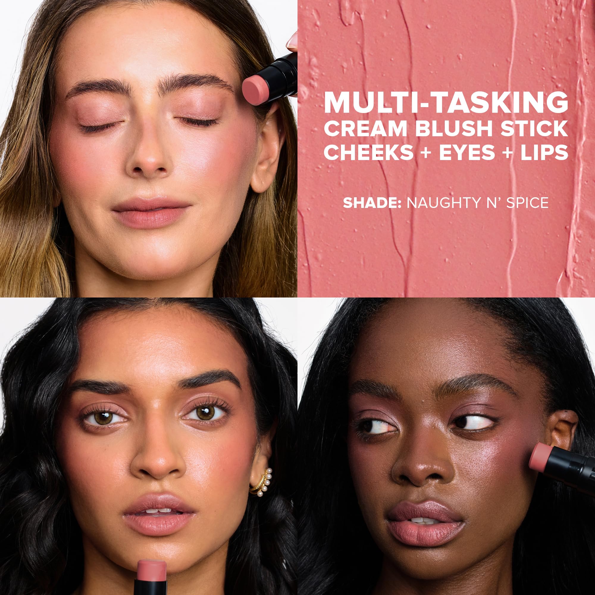 Nudestix Nudies Blush Stick Naughty N' Spice color block end for quick color access