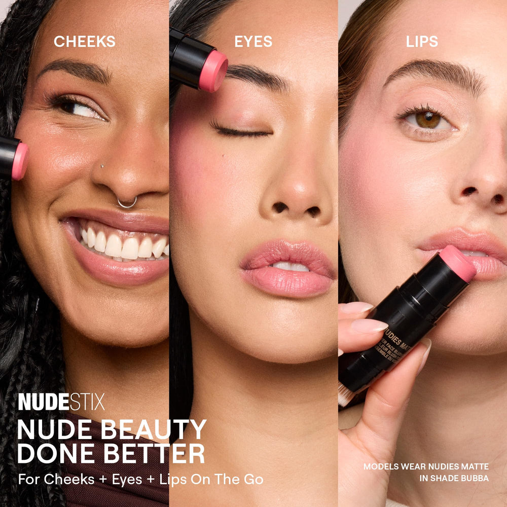 Nudestix Nudies Blush Stick Naughty N' Spice recyclable tin and compact design