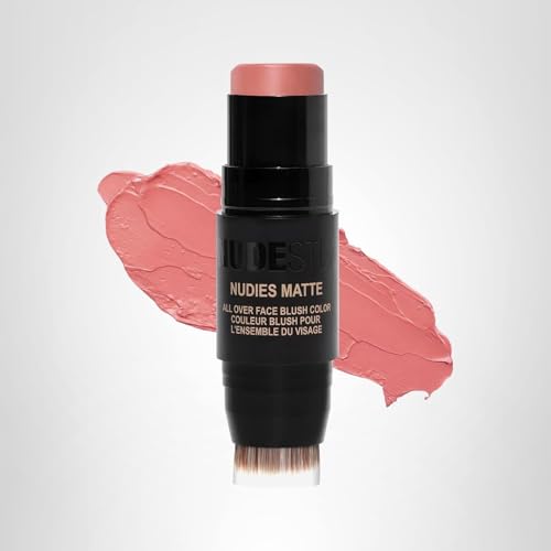 Nudestix Nudies Blush Stick Naughty N' Spice swatch shows soft matte finish