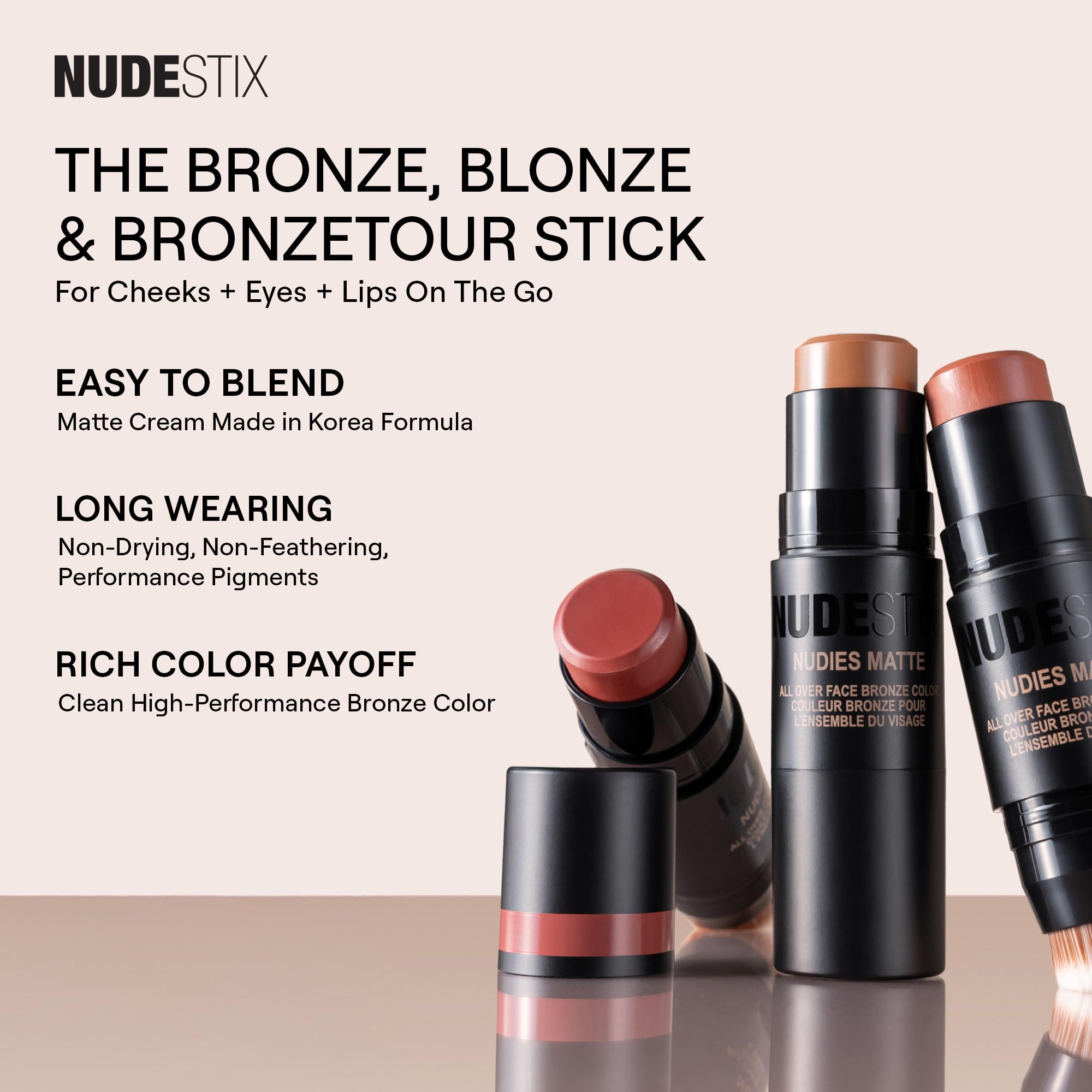 Nudestix Nudies Bronze Bondi Bae eyes and lips usage swatch for cohesive makeup