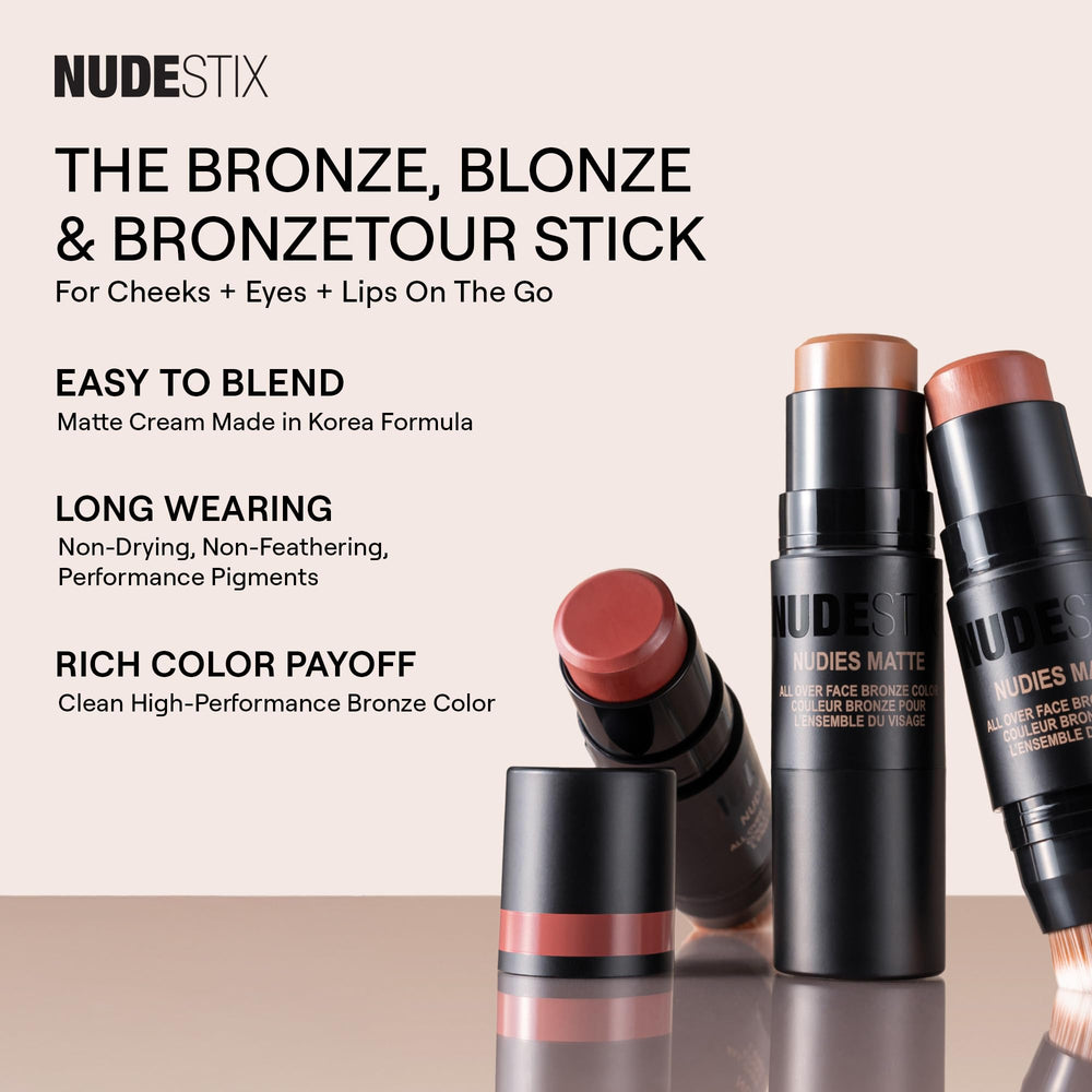 Nudestix Nudies Bronze Bondi Bae eyes and lips usage swatch for cohesive makeup