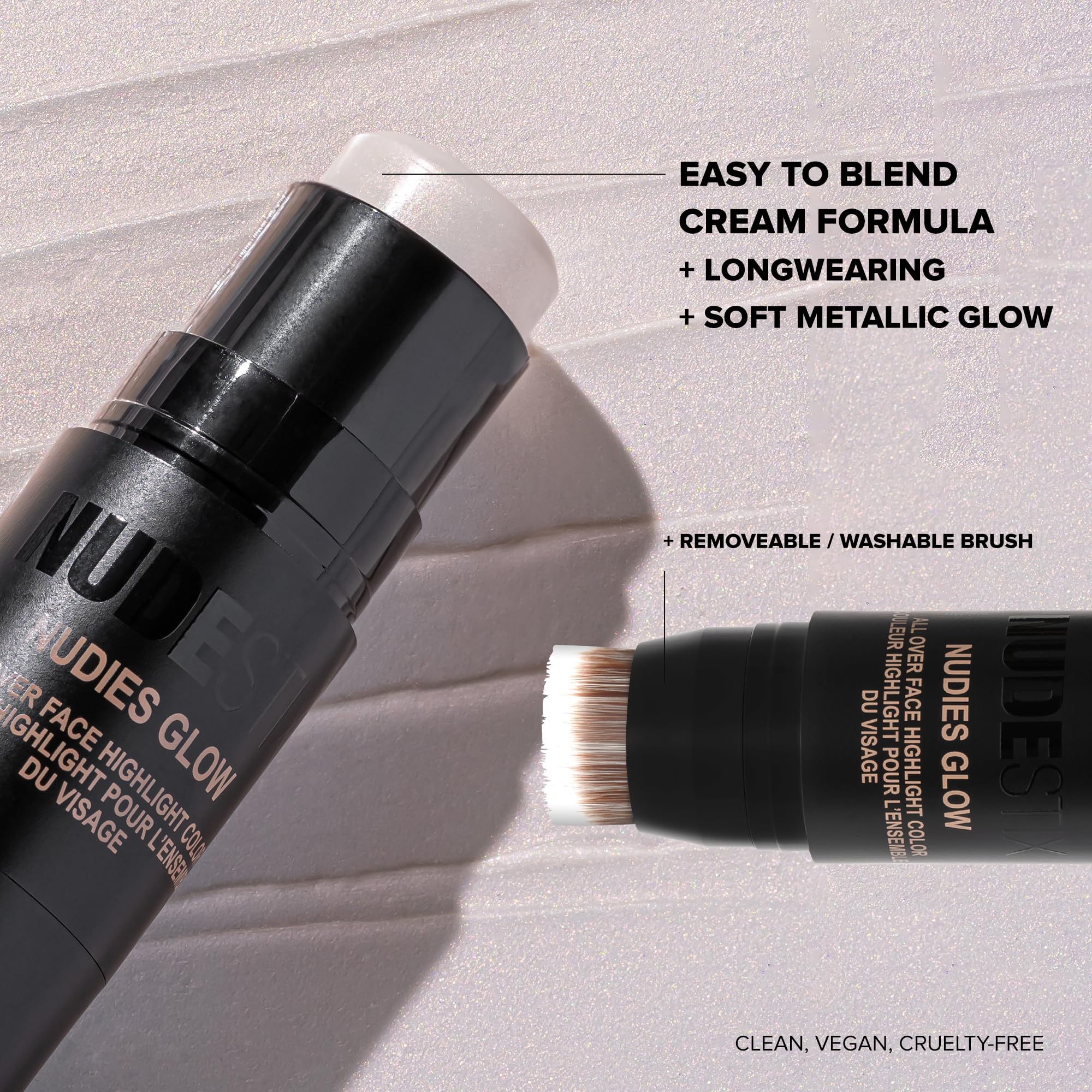 Nudestix Nudies Glow Highlighter Stick on lips provides subtle highlight