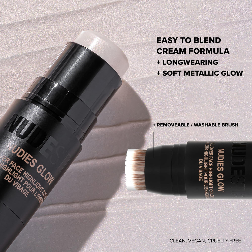 Nudestix Nudies Glow Highlighter Stick on lips provides subtle highlight