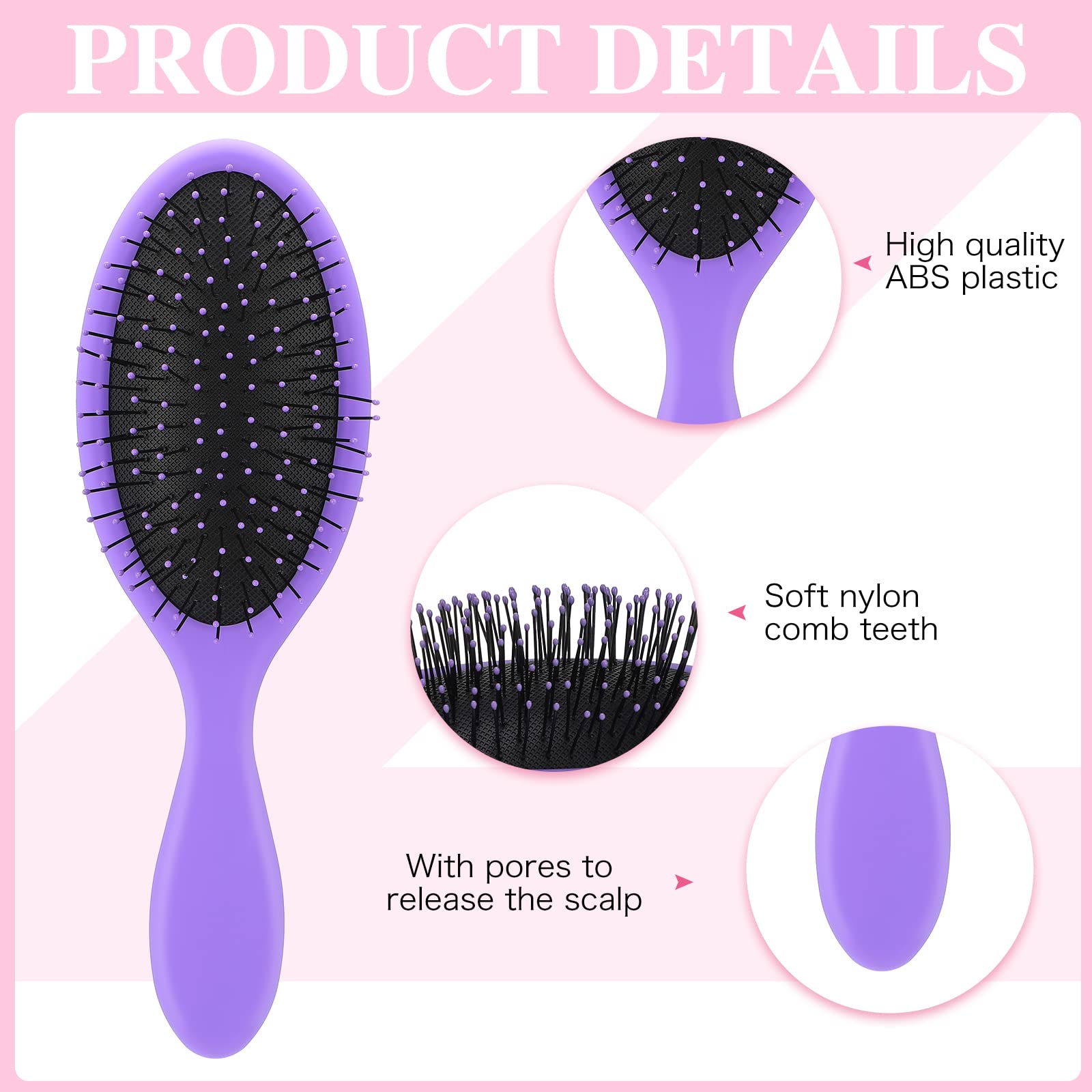 Nuenen pink detangler brush with cushioned base for scalp massage