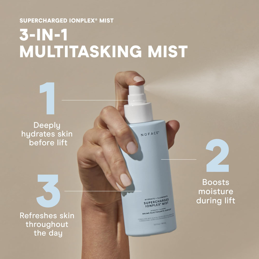 NuFACE daytime refresh mist delivering on-the-go moisture