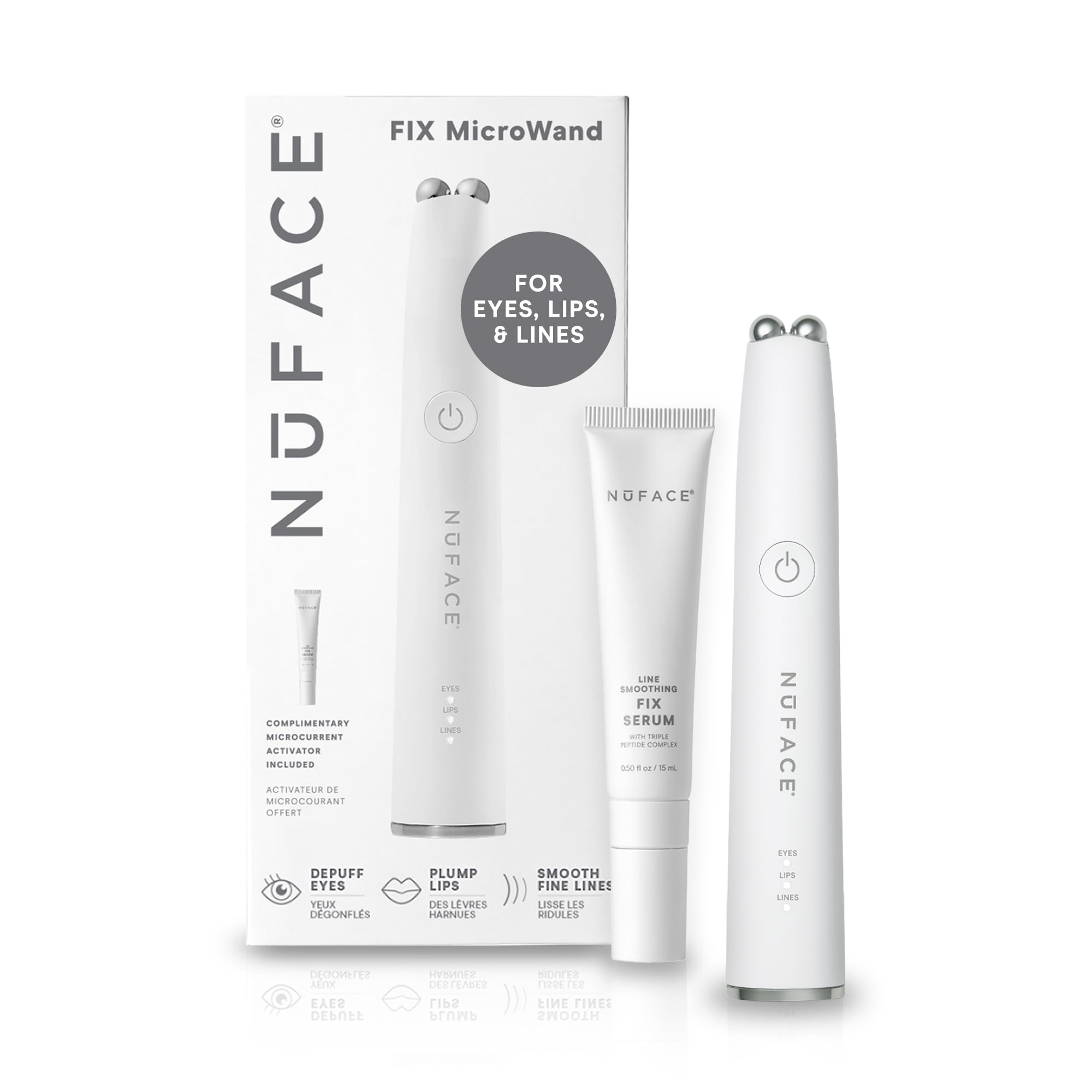 NuFACE FIX MicroWand eye depuff mode in action for refreshed look.