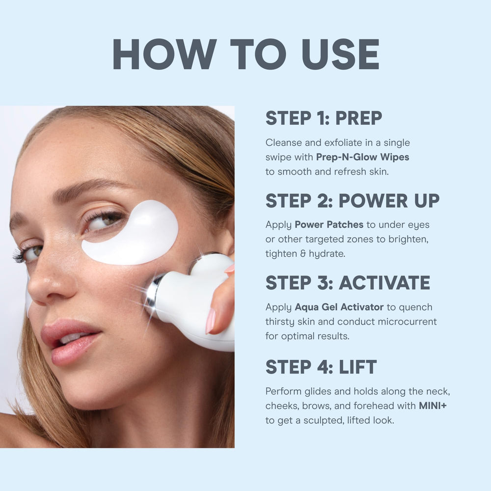 NuFACE Mini+ Prep-N-Glow Wipes cleanse and exfoliate for glow