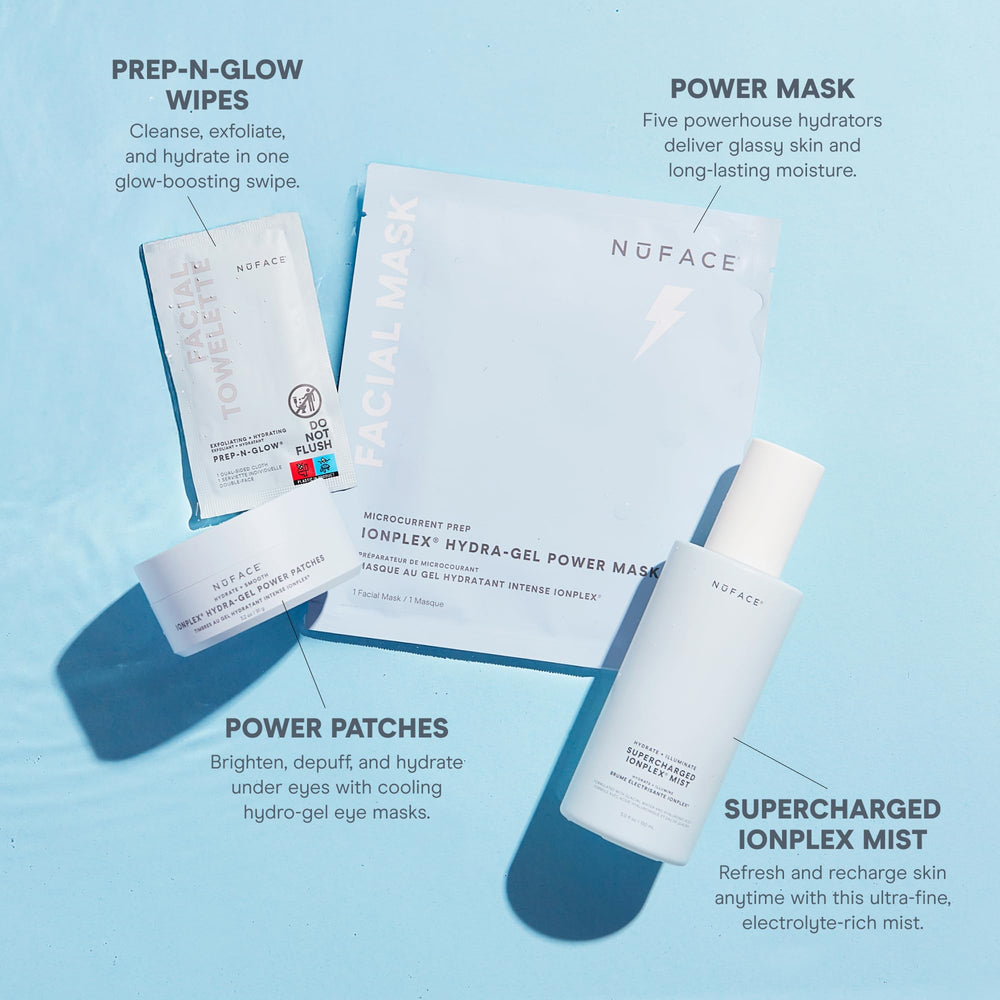 NuFACE skin hydration glow after mist application
