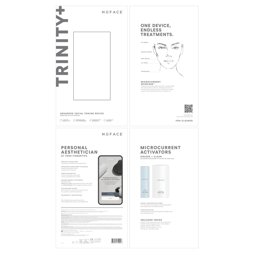 NuFACE Trinity+ device held in hand during use for portable lifting