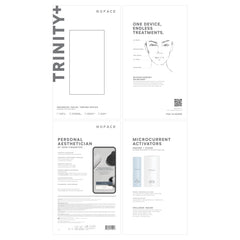 NuFACE Trinity+ device held in hand during use for portable lifting