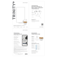 NuFACE Trinity+ red light attachment active for wrinkle reduction and skin renewal.