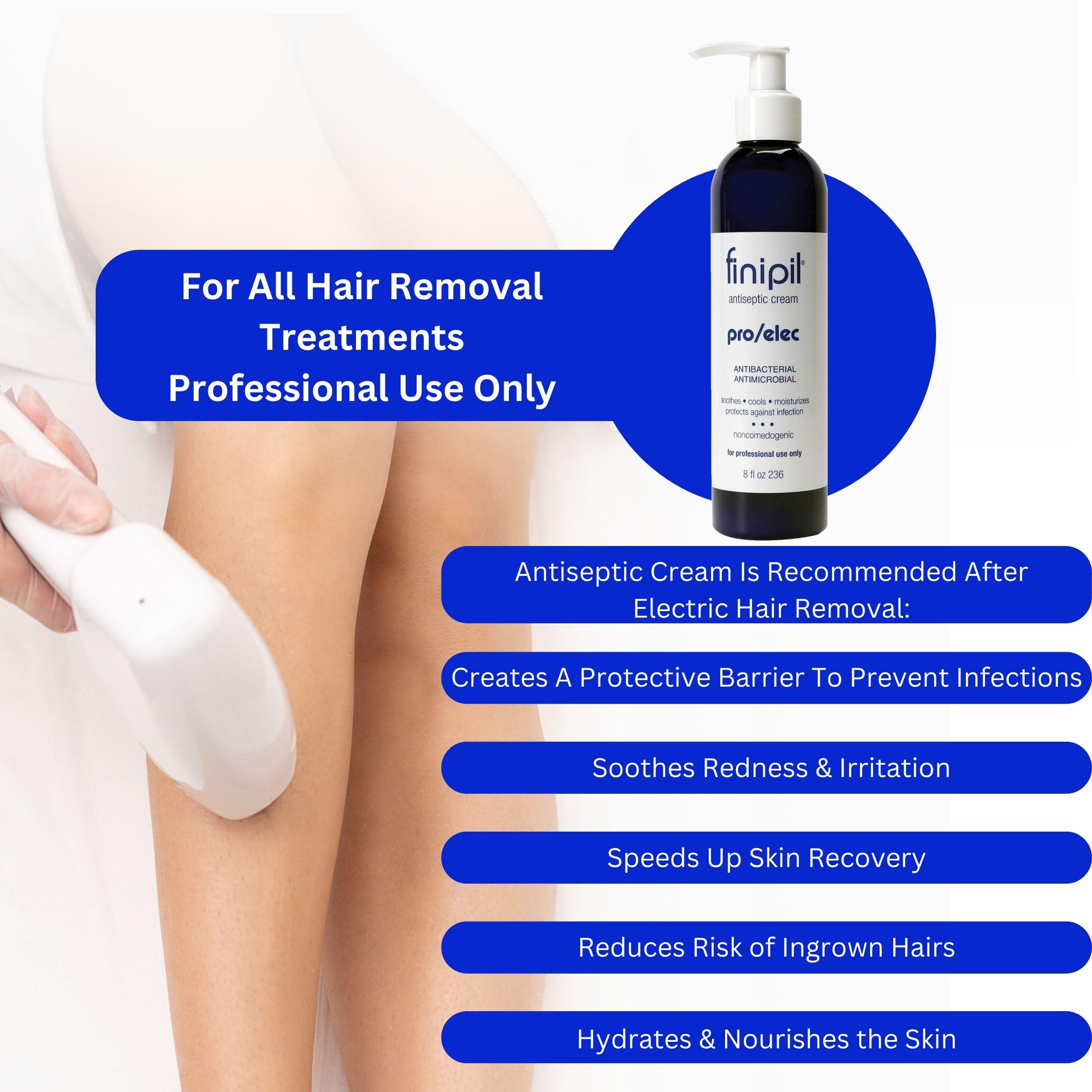 Nufree Finipil Pro Elec antiseptic cream 8oz bottle ready for regular use