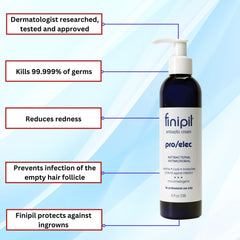 Nufree Finipil Pro Elec antiseptic cream packaging closeup highlighting high efficacy claim