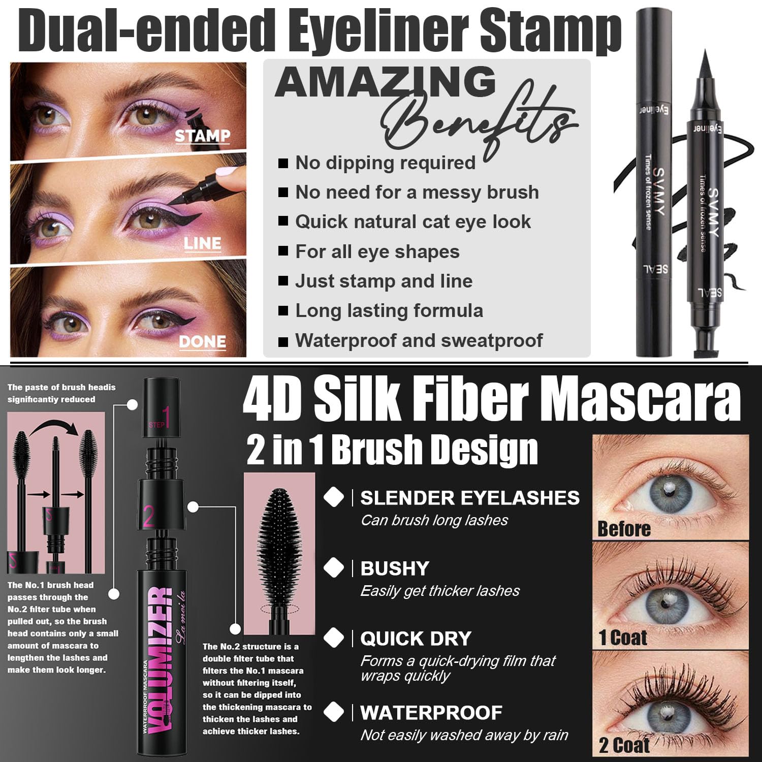 NUIBO All-in-One Makeup Kit eyebrow powder trio shapes natural brows.