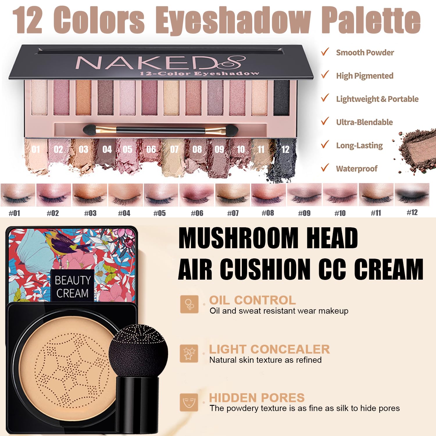 NUIBO All-in-One Makeup Kit foundation nude liquid delivers seamless coverage.