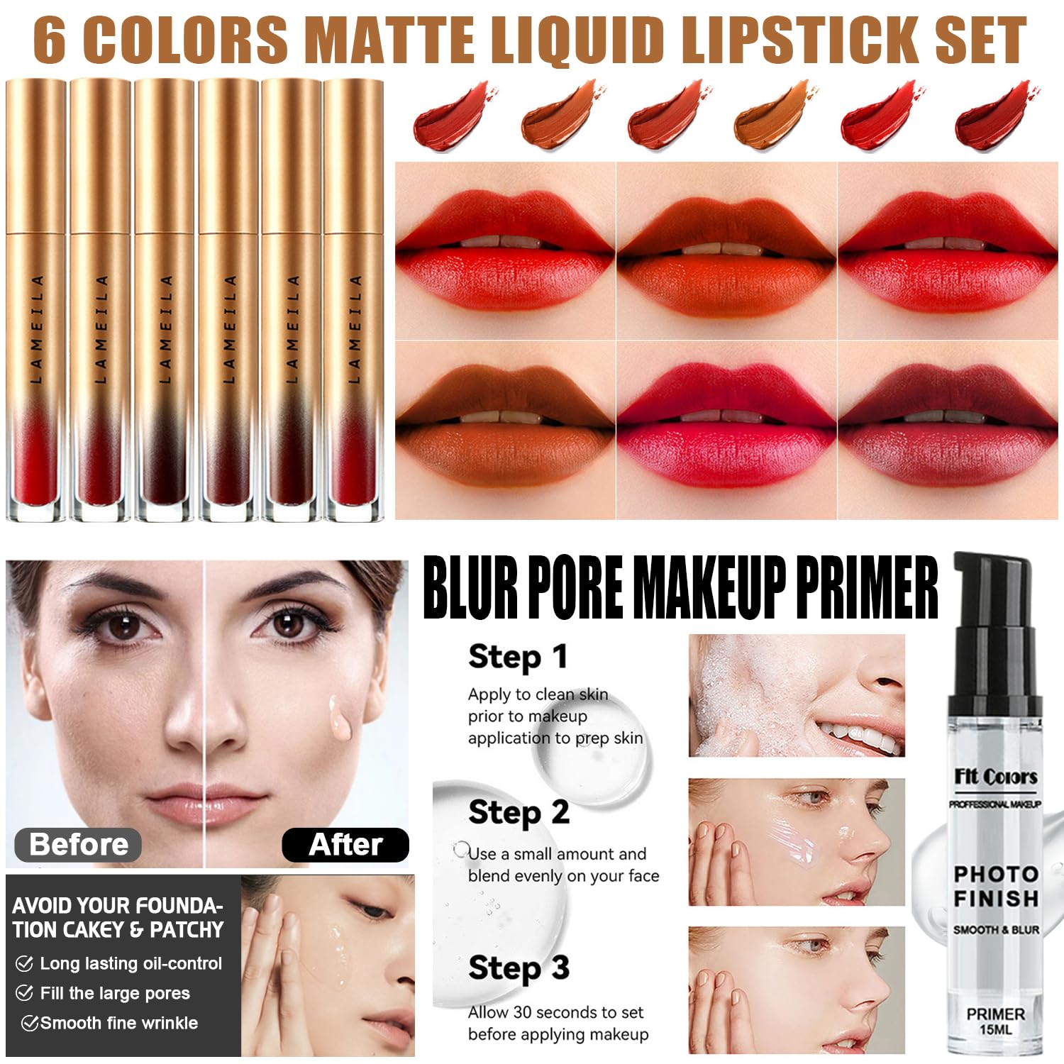 NUIBO All-in-One Makeup Kit mascara volumizing lengthening defines lashes.