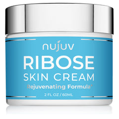nujuv Ribose Anti-Aging Cream jar front promoting smoother, radiant skin