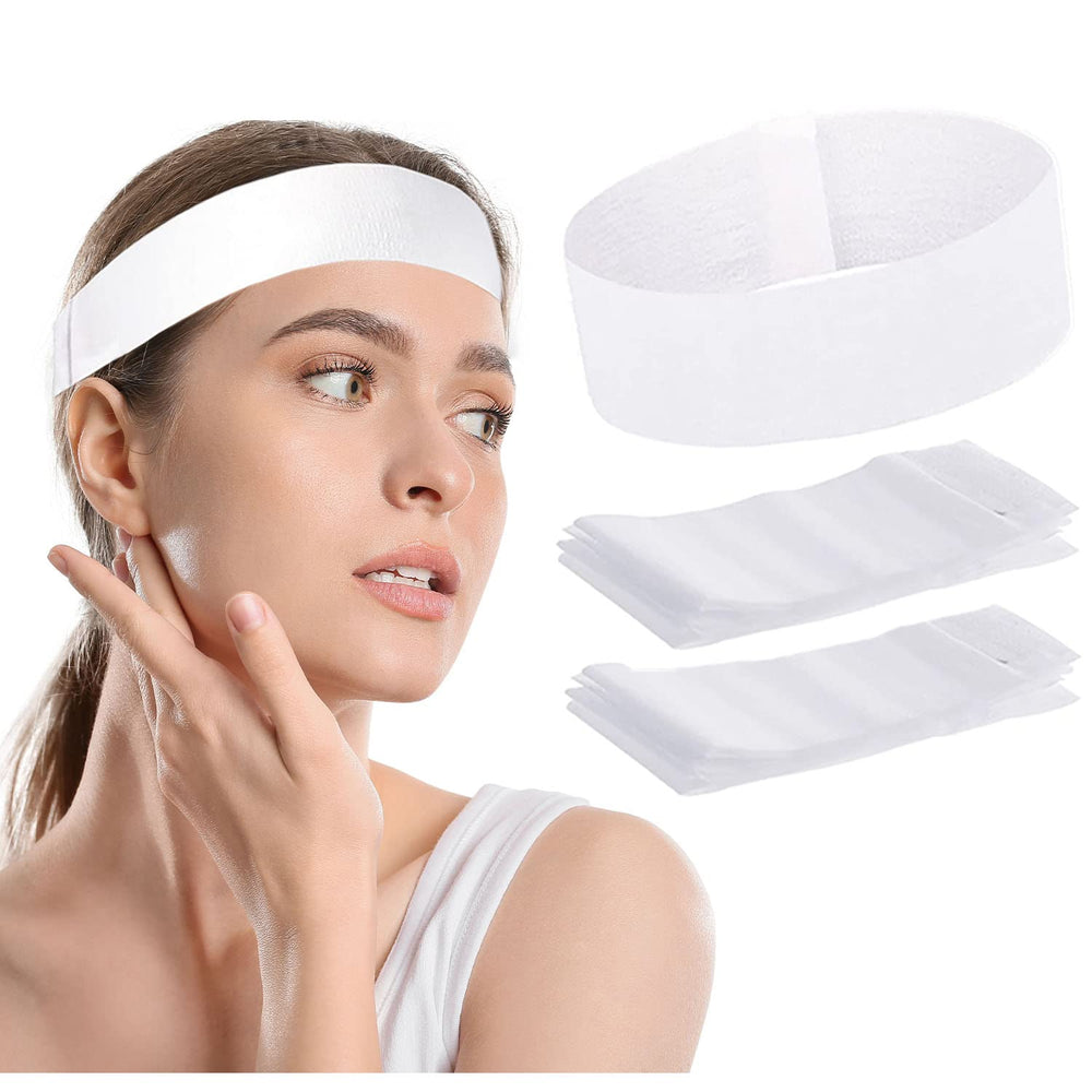 Nujzuir disposable facial headbands in packaging for travel and single-use convenience.