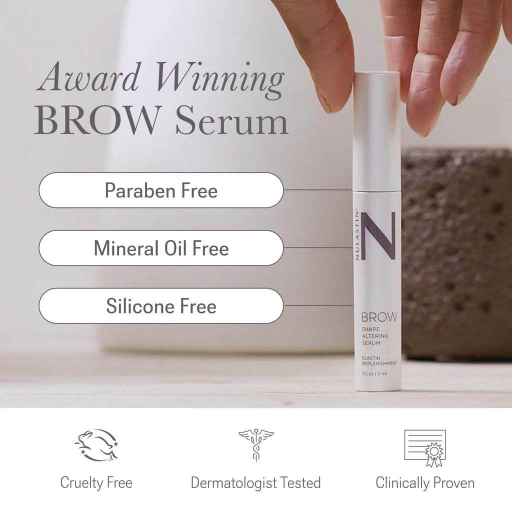 NULASTIN brow serum brush-application showcases precise brow shaping and smoother coverage.