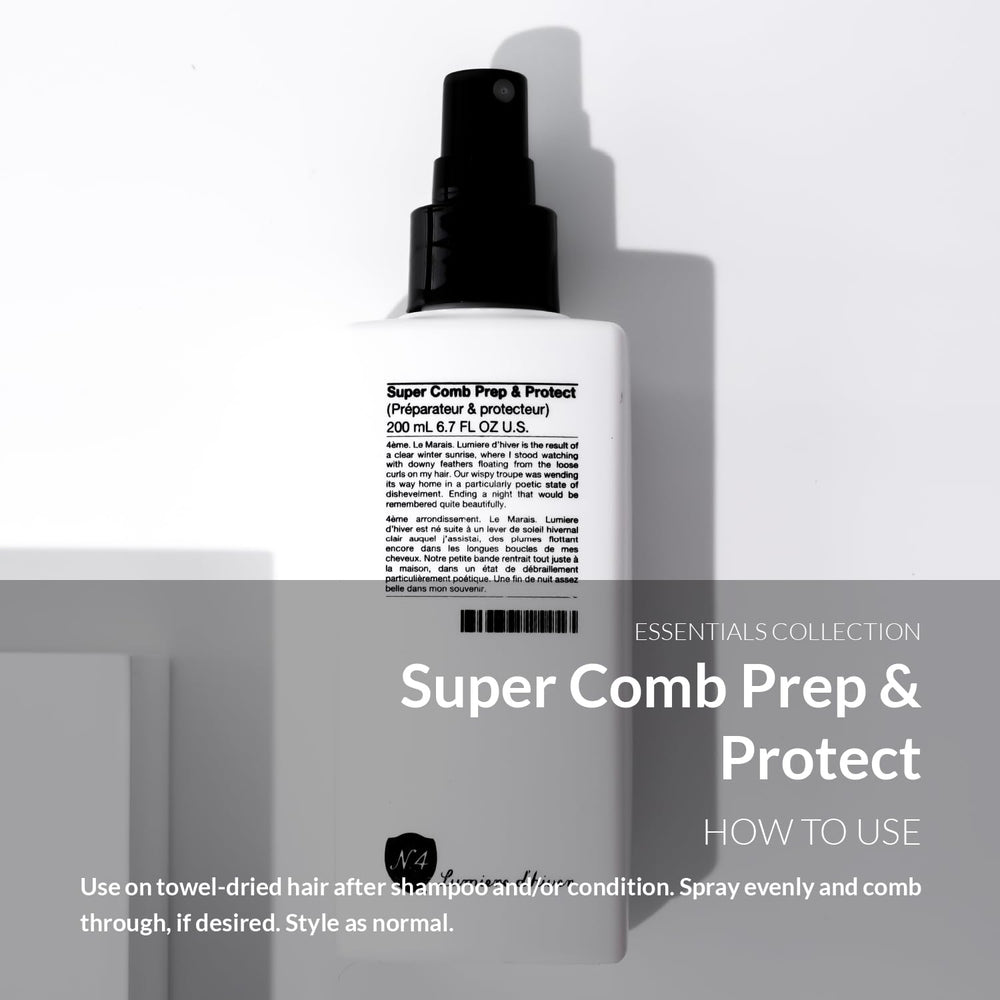 Number 4 Super Comb Protect on wet hair aids detangling.