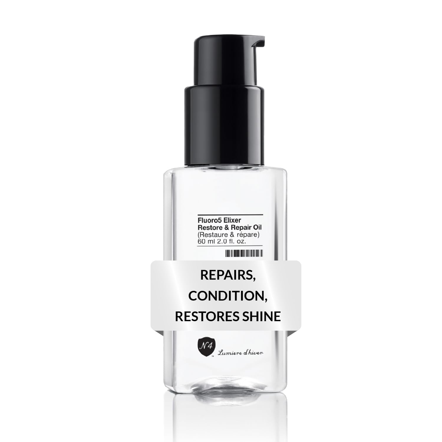 Number 4 Hair Oil bottle pour delivers lightweight hydration and shine.