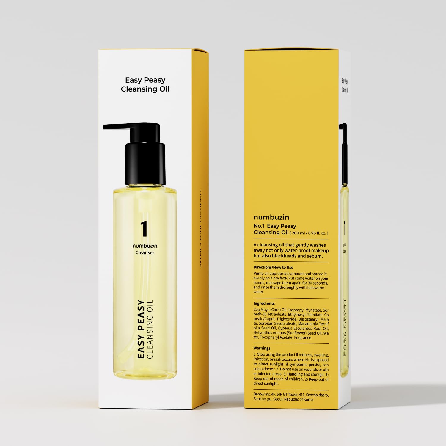 numbuzin No.1 Cleansing Oil close-up shows light texture ideal for sensitive skin.