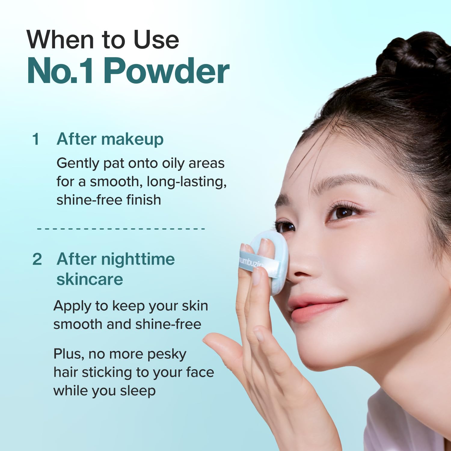 numbuzin No.1 Powder blended onto cheek for even tone