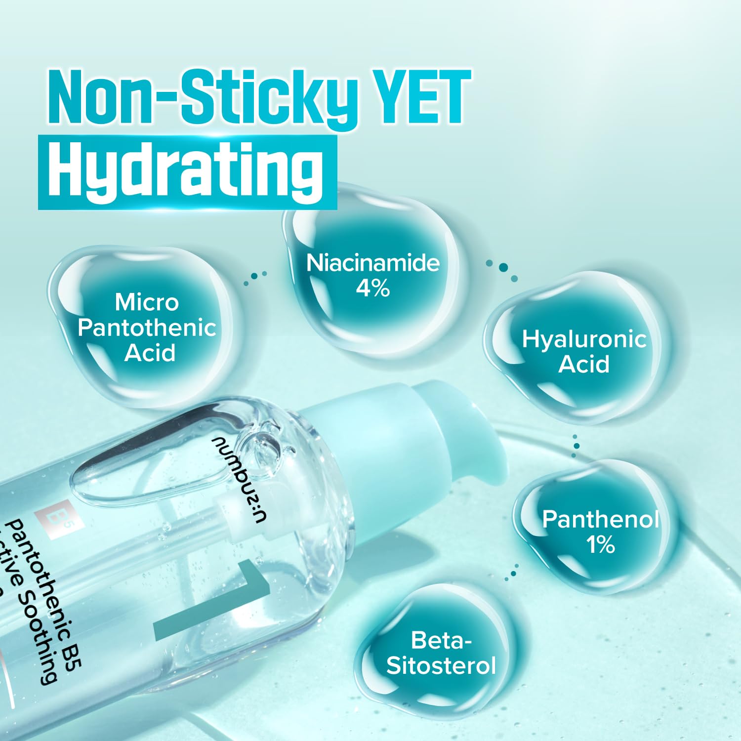 numbuzin No.1 serum on skin during application suggests fast absorption and soothing feel