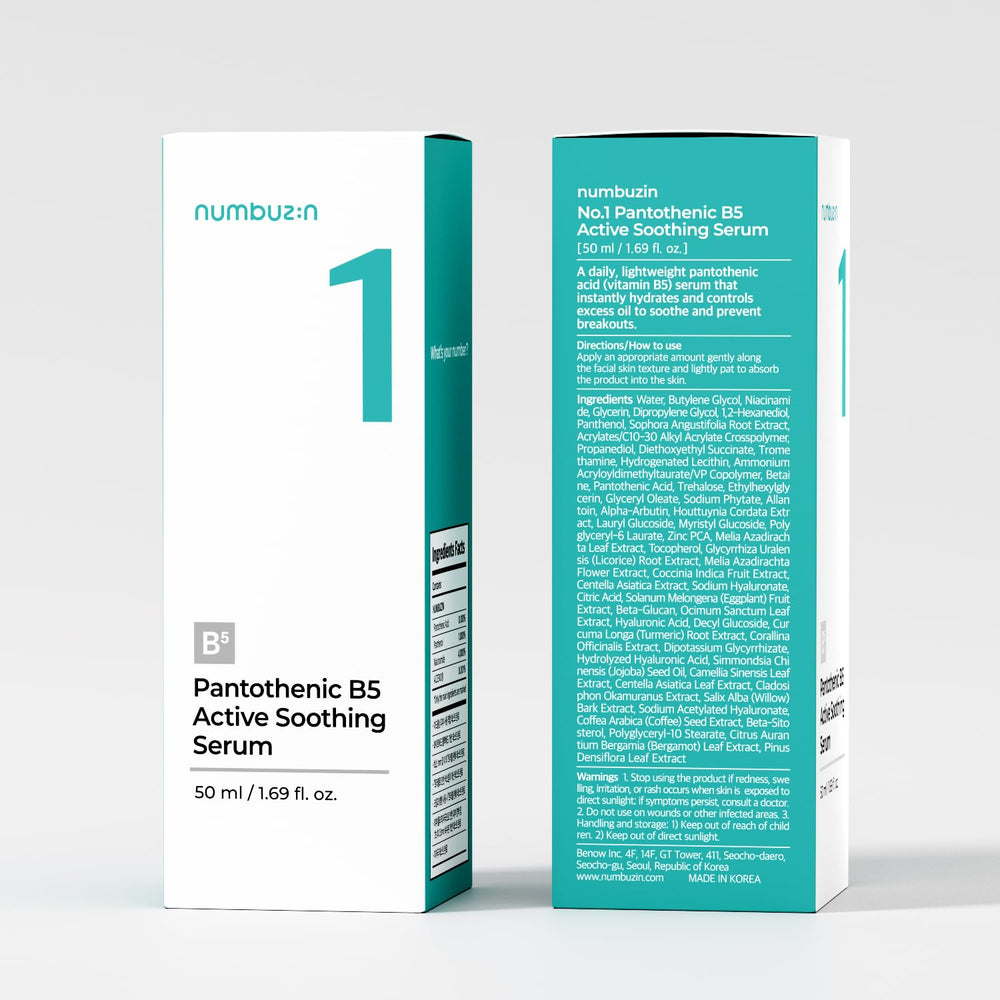 numbuzin No.1 serum packaging and logo reinforce acne-prone skincare trust