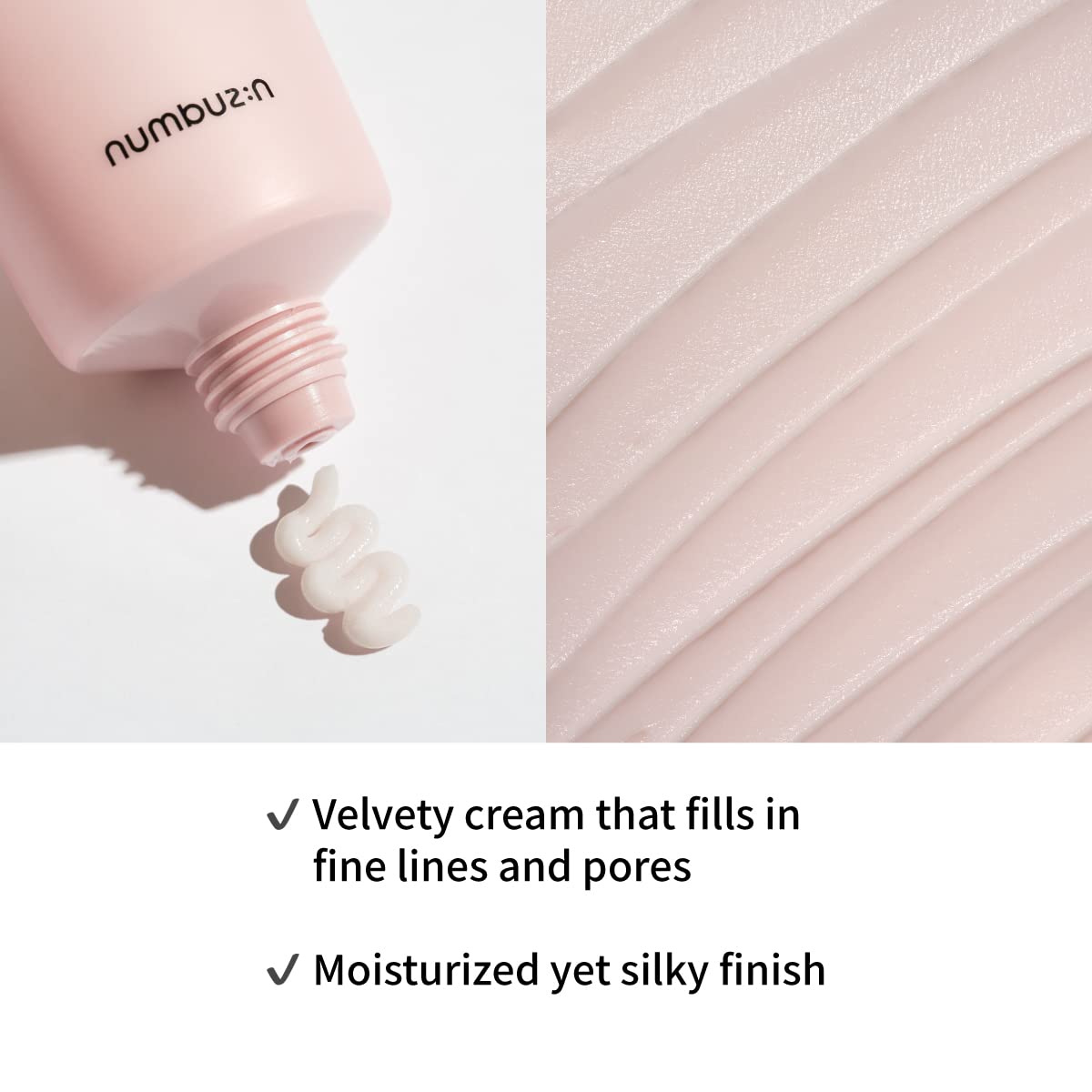 numbuzin No.3 Cream dispensed from pump for easy makeup prep