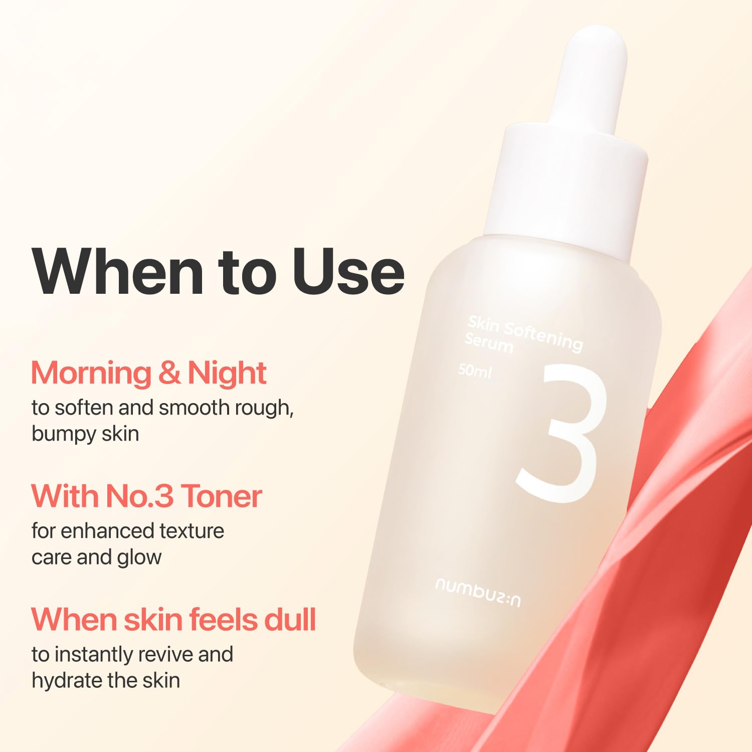 numbuzin No.3 Serum application-drops shows easy, precise application