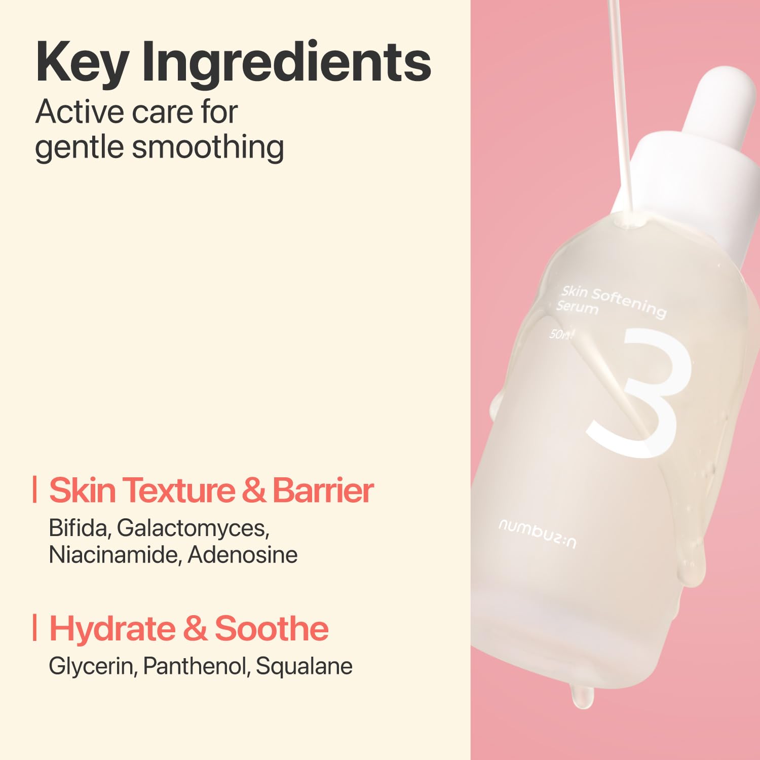 numbuzin No.3 Serum panthenol-hydration adds lightweight moisture for dry skin.